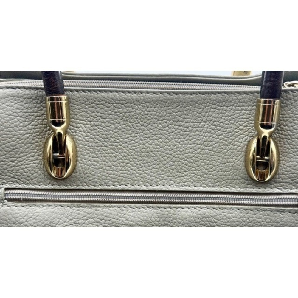Valentina Italy Leather Satchel Handbag Grey Brown Top Handle Shoulder Bag - Picture 6 of 12